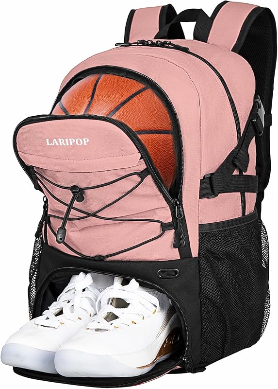 LARIPOP Basketball Backpack with Ball Compartment - Ventilated Shoe Pocket Fits US Size 15, Water Resistant 30L Sports Bag for Men Women Teen Athletes Practice Travel