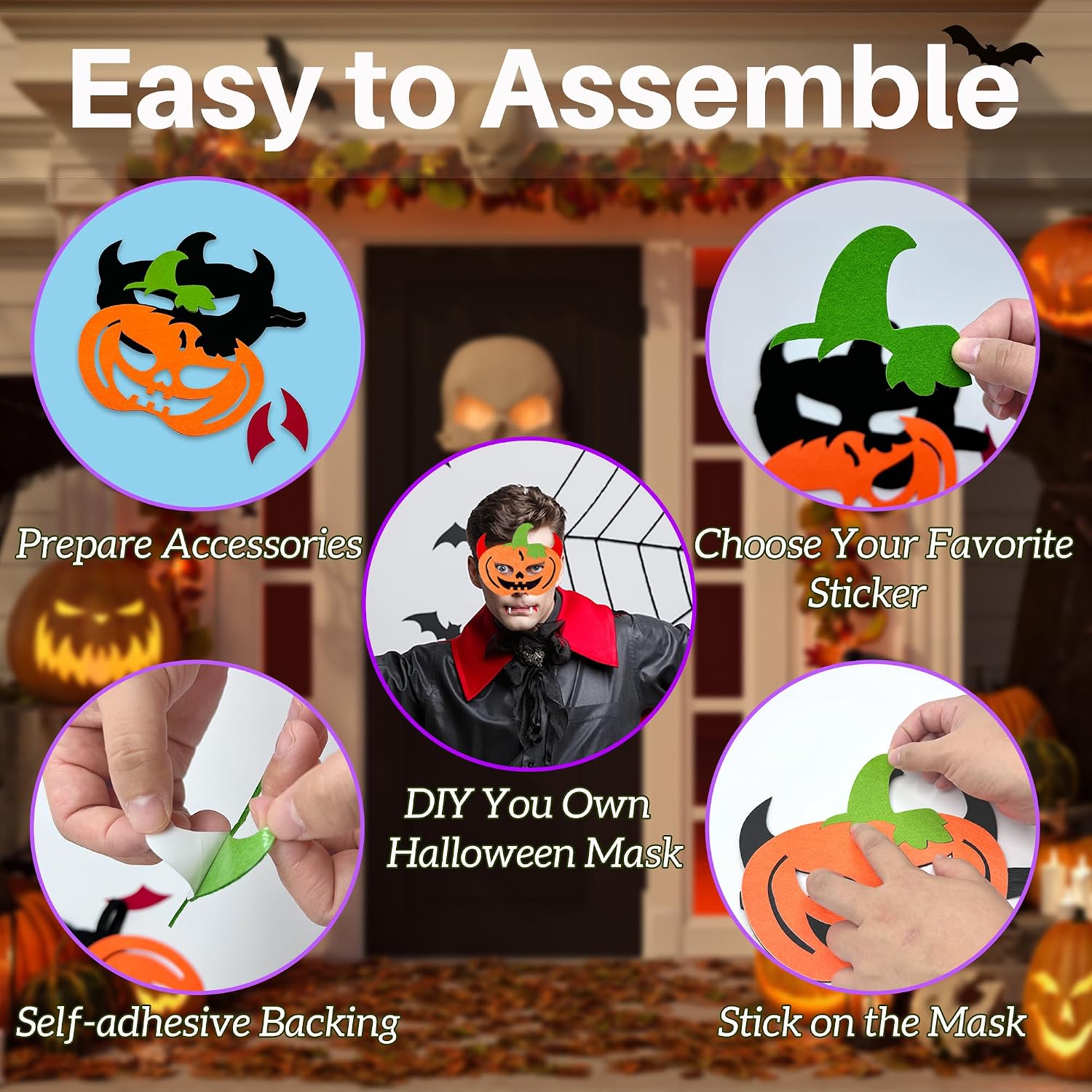 Halloween Masks Craft Kit for Halloween Party Supplies Holiday Classroom Home Activity Art Project