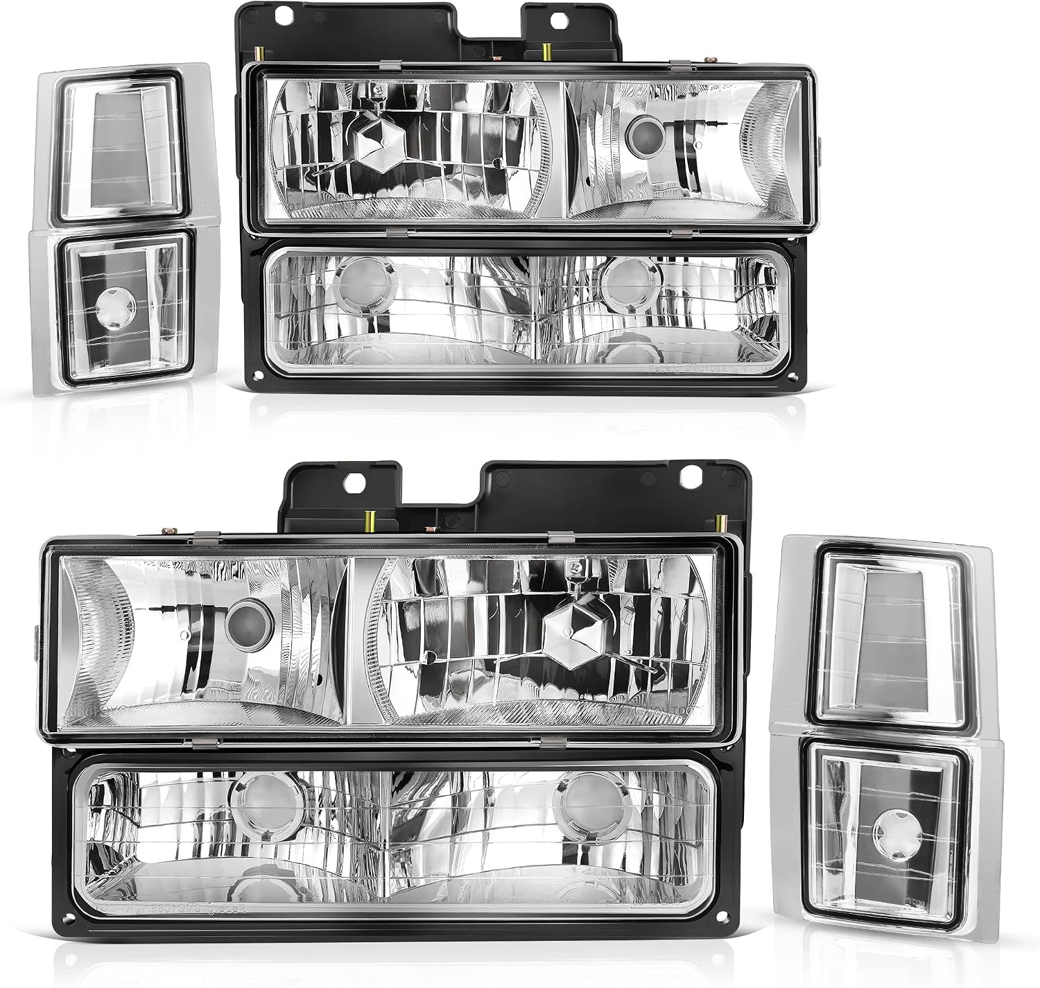 oEdRo Headlight Assembly Replacement for 94-99 Chevrolet C/K Series 1500 2500 3500 C/K 1500 Suburban 2500 Suburban/95-99 Tahoe/94 Blazer Headlamp with Chrome Housing