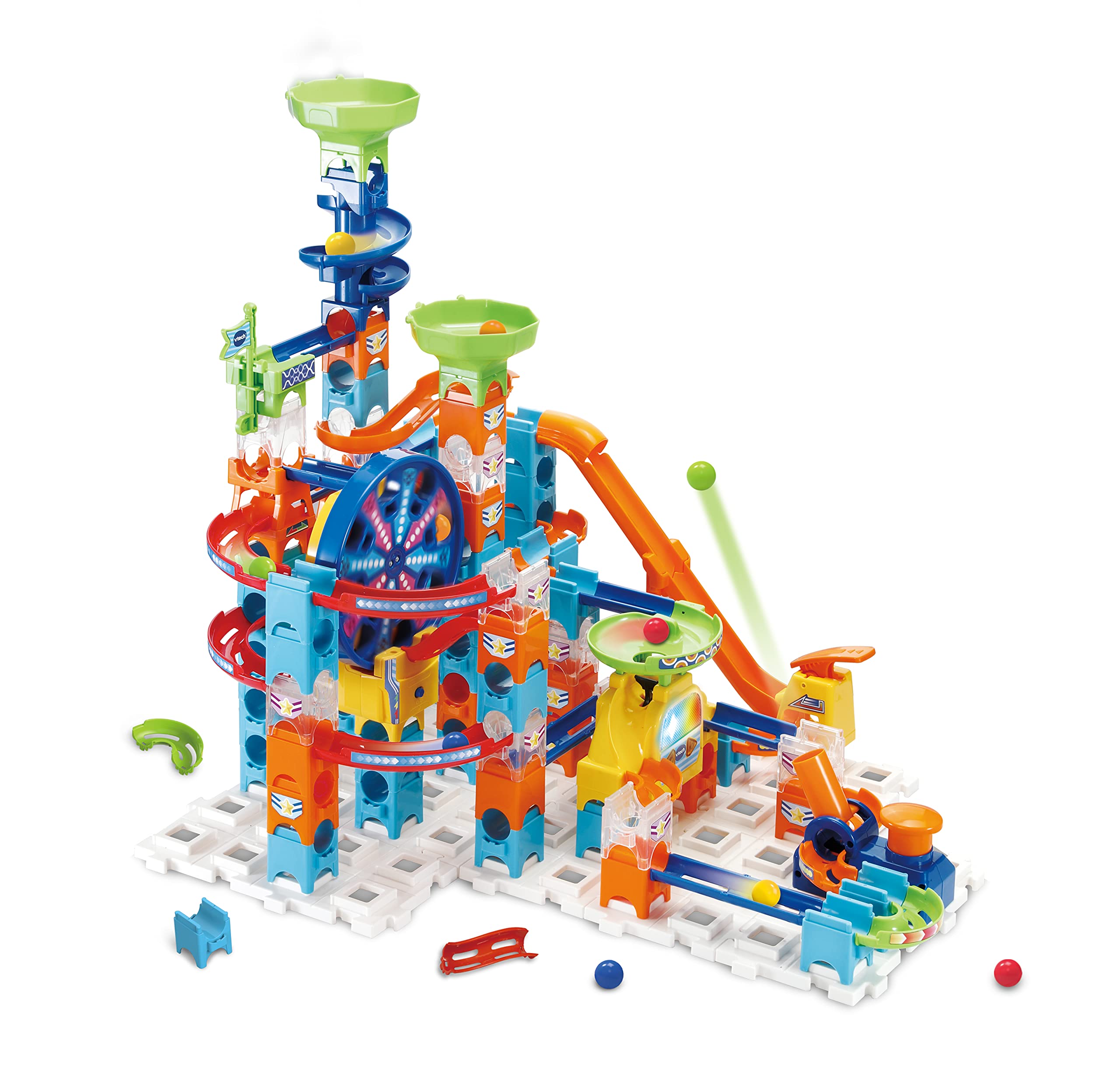 VTech Marble Rush - Ultimate Set XL100 E – von 4-12 Jahren & Marble Rush - Super Action Set L100 E – Interaktives Kugelbahn-Set mit Licht und Sound, spannenden Bahnelementen, von 4-12 Jahren