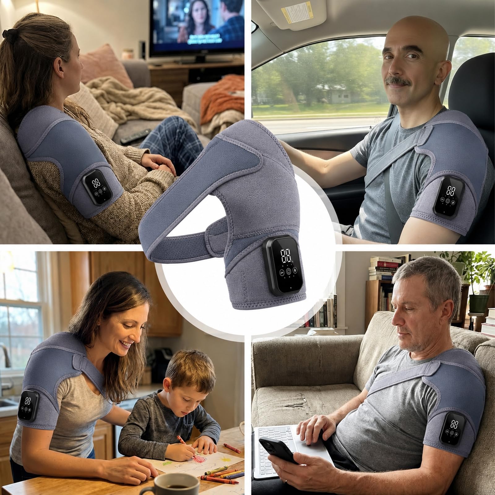 Relivera 3-In-1 Schultermassage, Schultermassagegerät Mit Dreifacher Massagefunktion, Lange Akkulaufzeit, Kabelloses Design, Verschiedene Massageprogramme