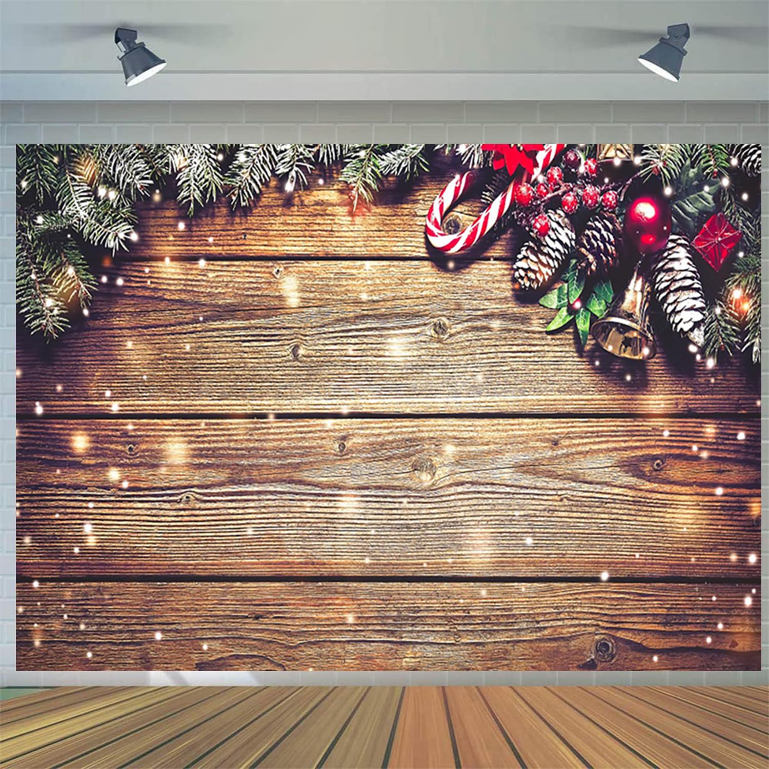 Toile De Fond Photo Noël Grange Rustique 180x90cm | Design Hiver, Sapin, Neige | Pour Décoration Fête, Studio Photo, Maison - 5