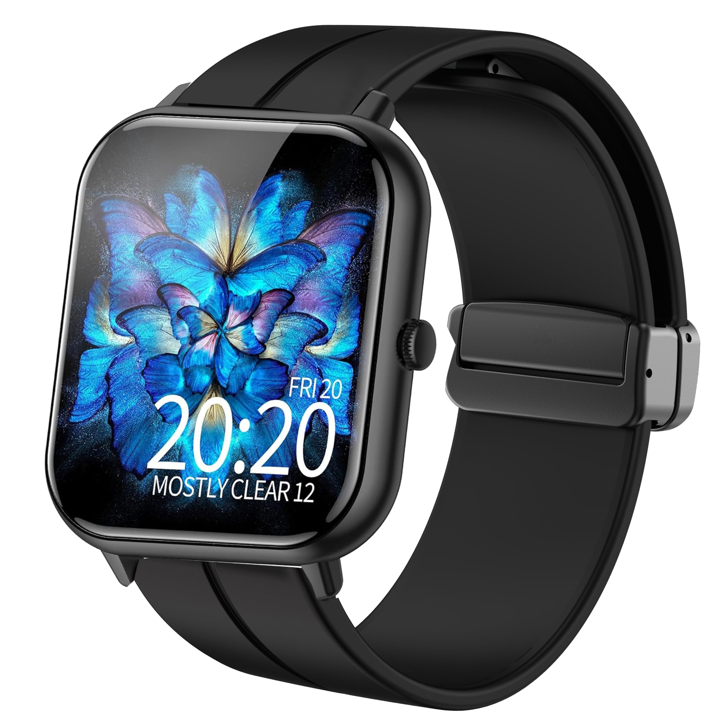 Compatible for RLQA Smart Watch Bands 20mm Silicone Magnetic Buckle Wristband Replacement Straps Compatible for IOWODO R30 Pro