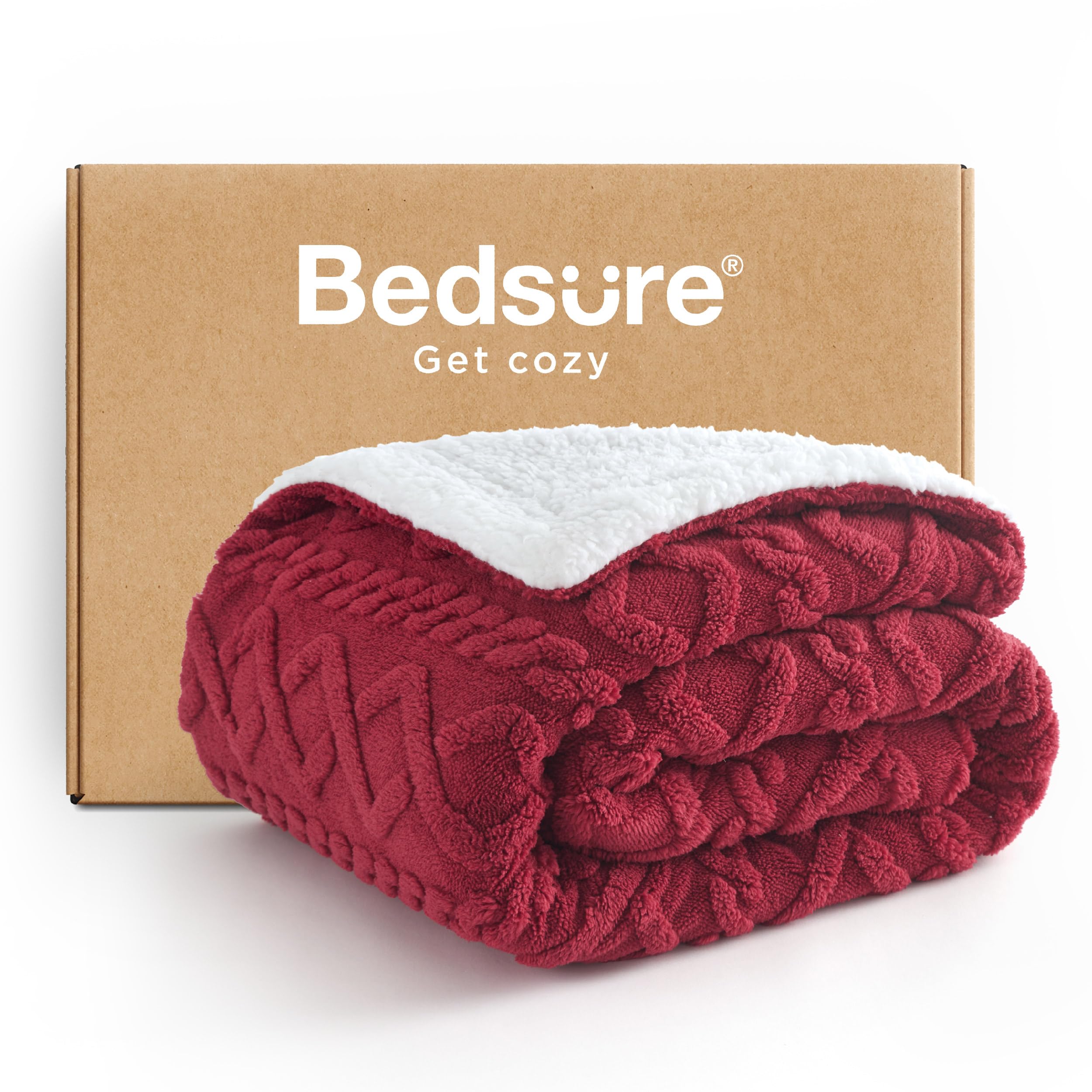 similar to…bedsure gentlesoft sherpa fleece throw blanket for couch - fluffy & cozy cable jacquard tufted throw for women gift, thick and warm christmas blanket for winter, red, 50x60 inches