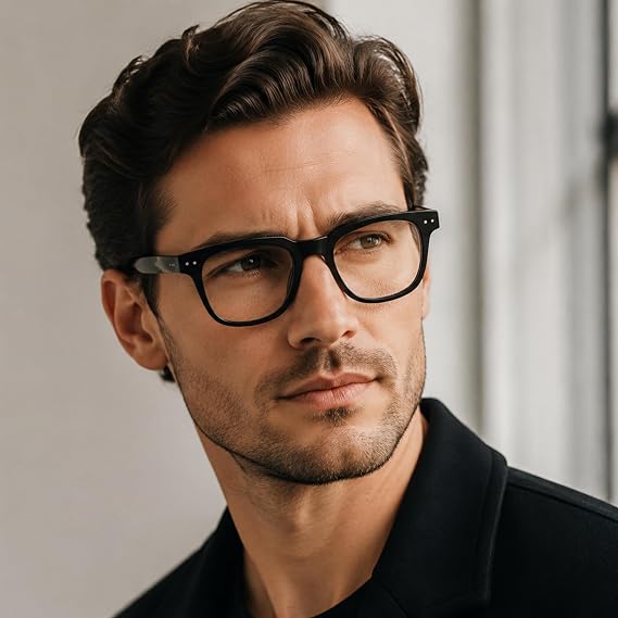 Women Men Eyeglasses Vintage Non Prescription Fake Stylish Wood Eyeglasses Classic Clear Lens Glasses for Women Black Brown