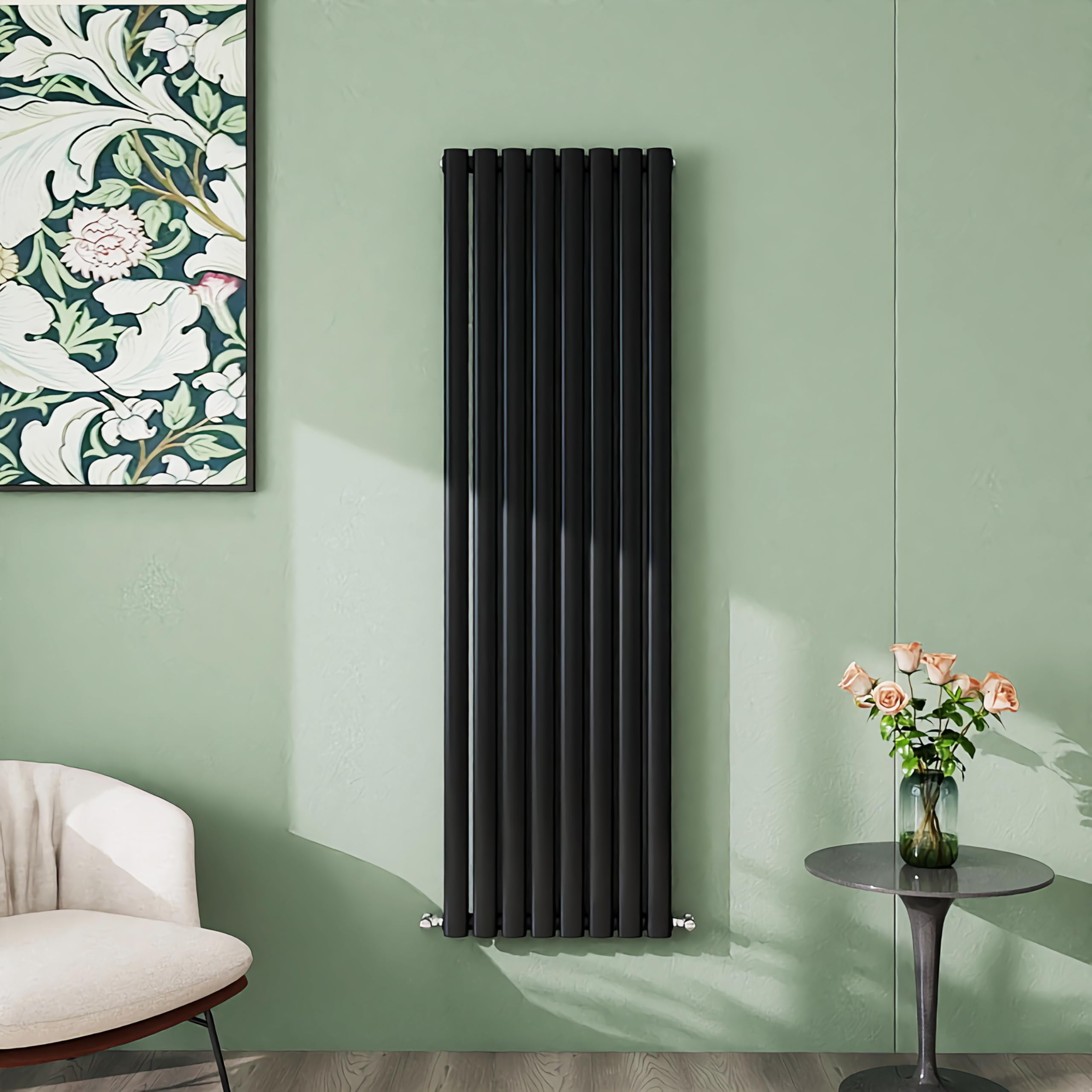 Simple Bathrooms Black Simple Bathroom 1600×472Mm Radiator Vertical Double Oval Column Designer Central Heating Rad For Bathroom/Kitchen/Living Room