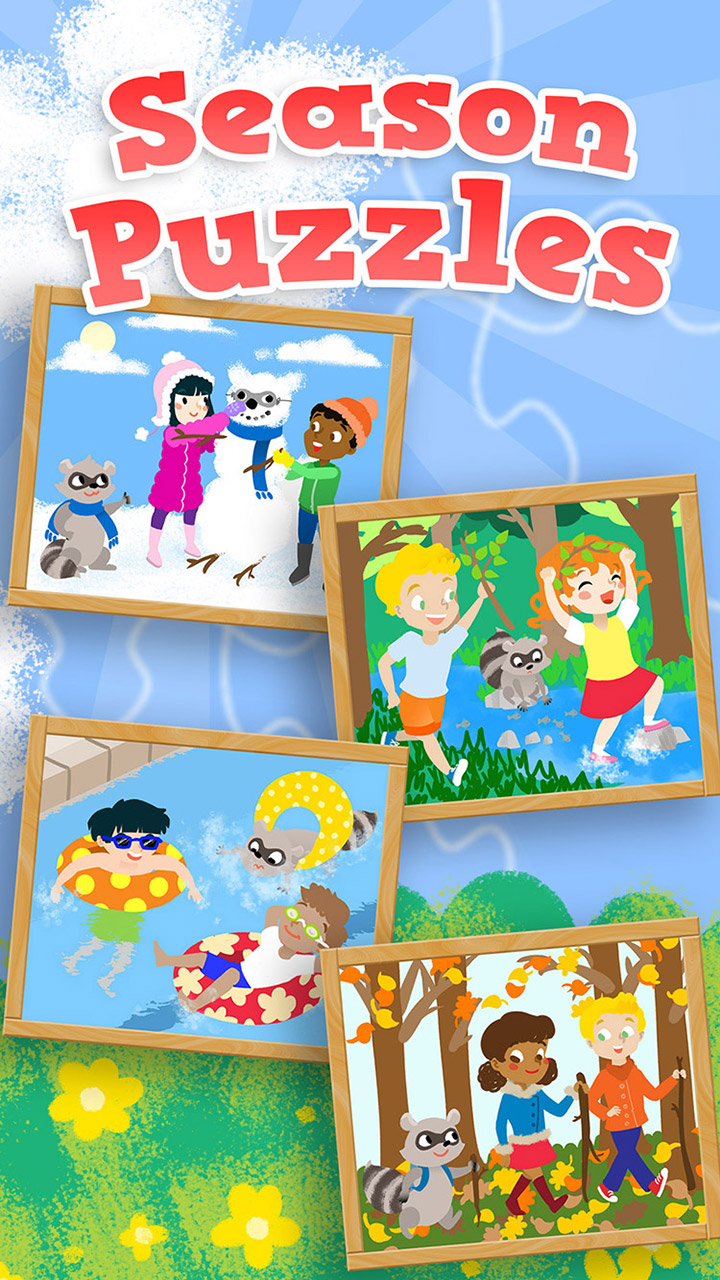 Kids Season Puzzles: Animated Spring, Summer, Fall and Winter Wooden ...
