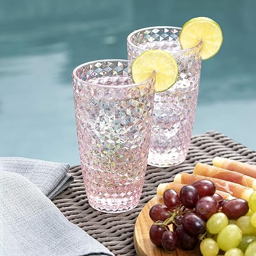 Miniatura 8 de BELLAFORTE Laguna Beach - Vaso de vino azul + vaso alto, color rosa, inastillable, de Tritan para lavavajillas, sin BPA