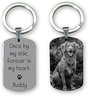 GuteGifts Personalised Dog Memorial Gift Photo Engraved Keyring Loss of Pets Dog Cat Keepsake for Animal Pets Lover Sympathy