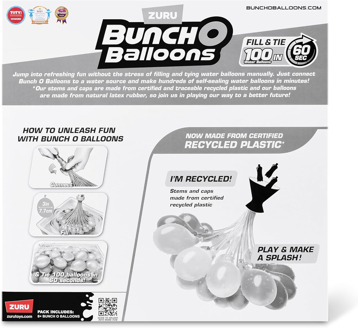 Bunch O Balloons Tropical Party 250+ Fast Fill Self Seal Water Balloons, Box of 8 Packs