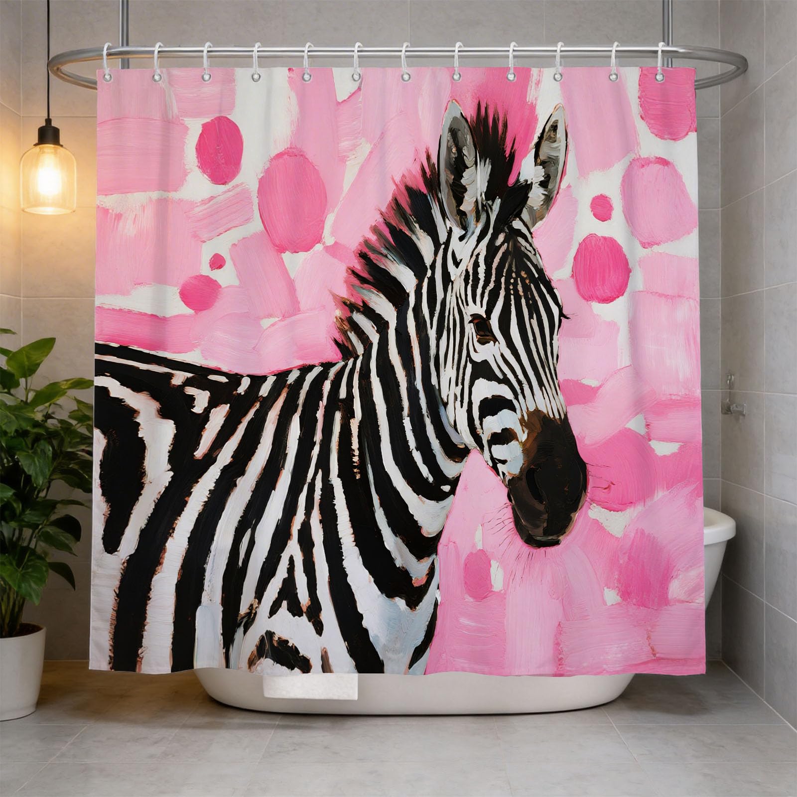 Hongduo 3D Color Zebra Shower Curtain for Stalls Bathtubs Striped Zebra Bathroom Decor Shower Curtain Set Polyester Fabric Waterproof 180x200cm/71X79 Inch with Hooks