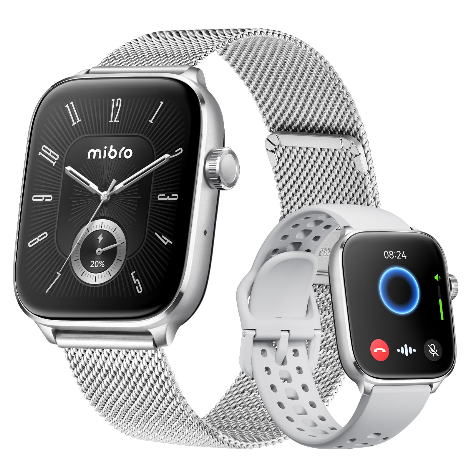 Mibro Fit Smartwatch Donna Uomo, 27,9g ultraleggero, Assistente Vocale, 1.75" AMOLED Orologio Intelligente Fitness con Chiamate Bluetooth, 150 Modalità Sportive, Calcolatori per Android iOS, Argento