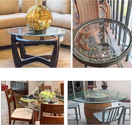 Miniatura 7 de V3VOGUE Tablero redondo de vidrio de 14 pulgadas, 30 pulgadas, 40 pulgadas, protector de mesa transparente redondo para mesa de comedor, superficie