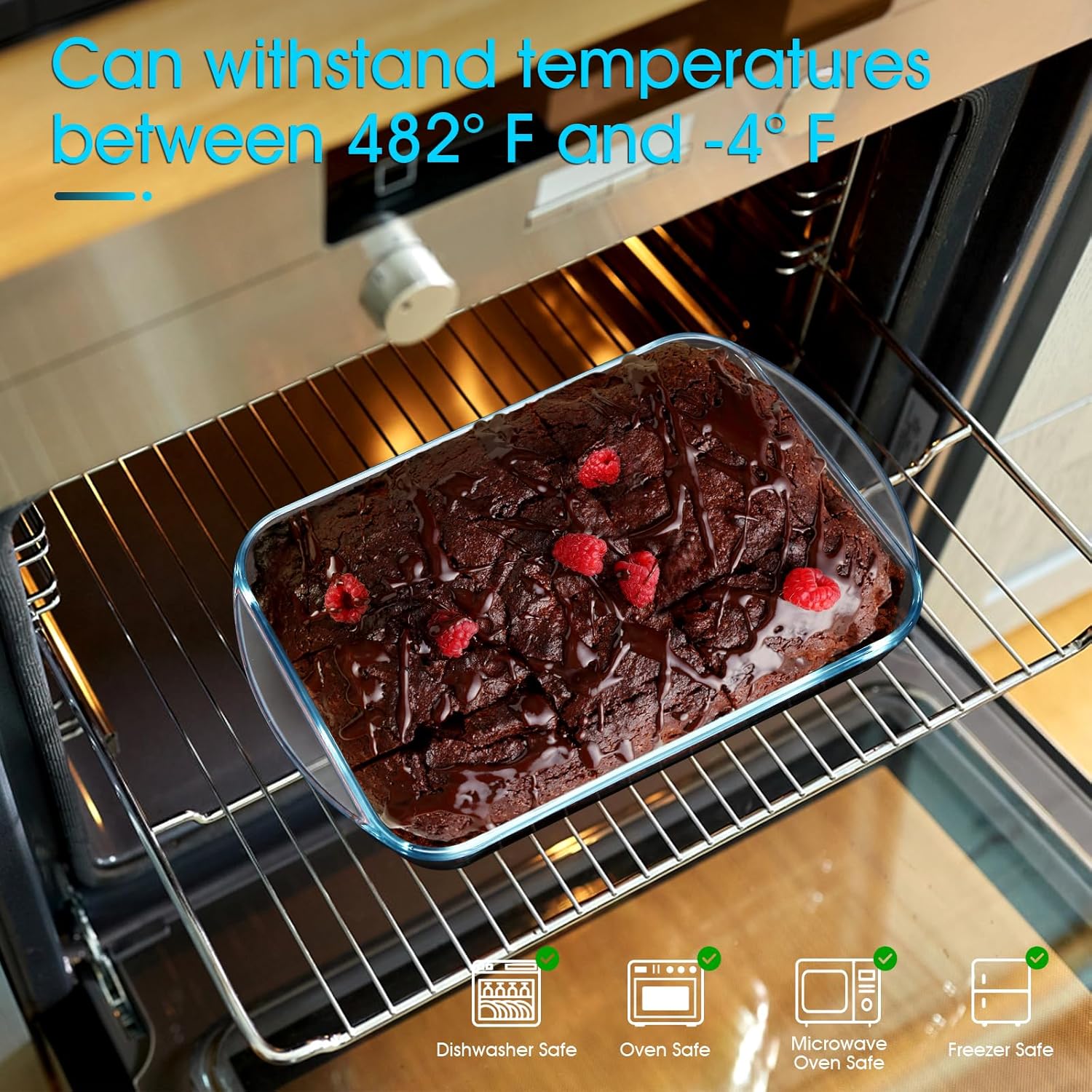 NUTRIUPS 2.6 Quart Glass Baking Dish, 8x12x2.2'', Rectangular Baking Dishes for Oven, Tempered Glass Casserole Dish