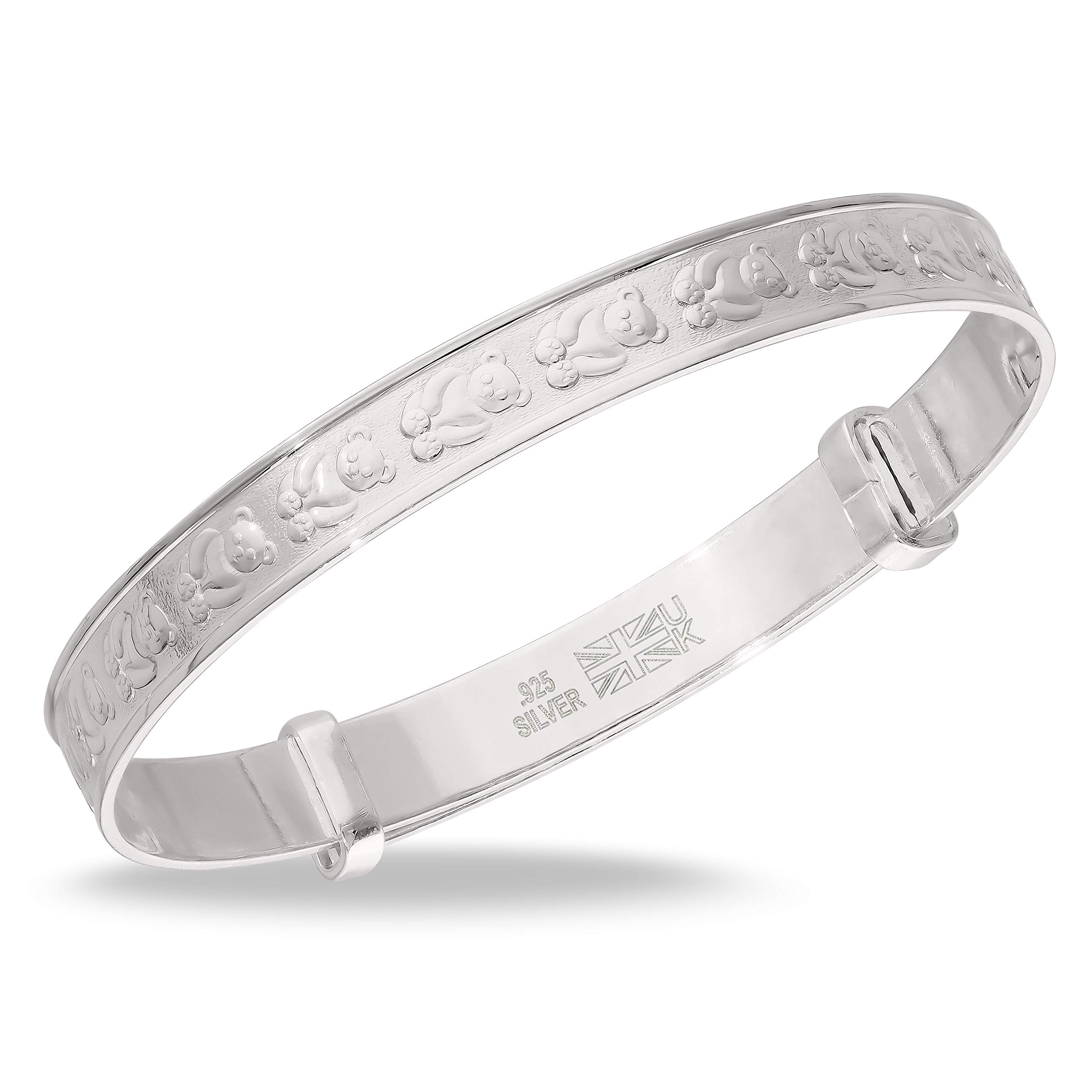 Bracelet pour enfant en argent sterling 925 avec motif ours en peluche, 1, Argenté