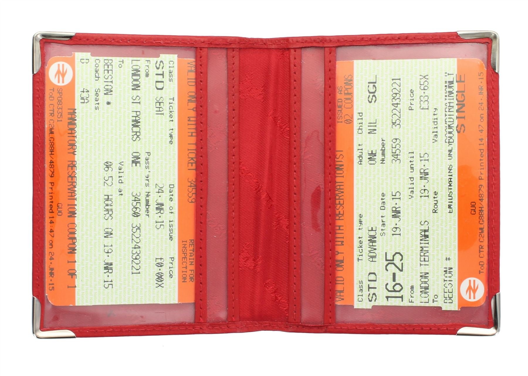 Visconti Portatarjeta de Viaje de Cuero con Protectores de Esquinas de Metal TC5 Rojo