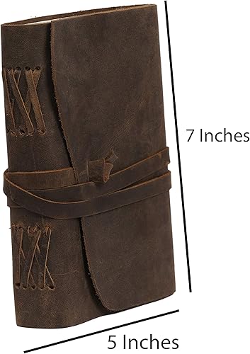 Miniatura 74 de Diario de viaje de cuero, cuaderno encuadernado vintage hecho a mano para hombres y mujeres, acabado antiguo, cuero de búfalo auténtico, papel