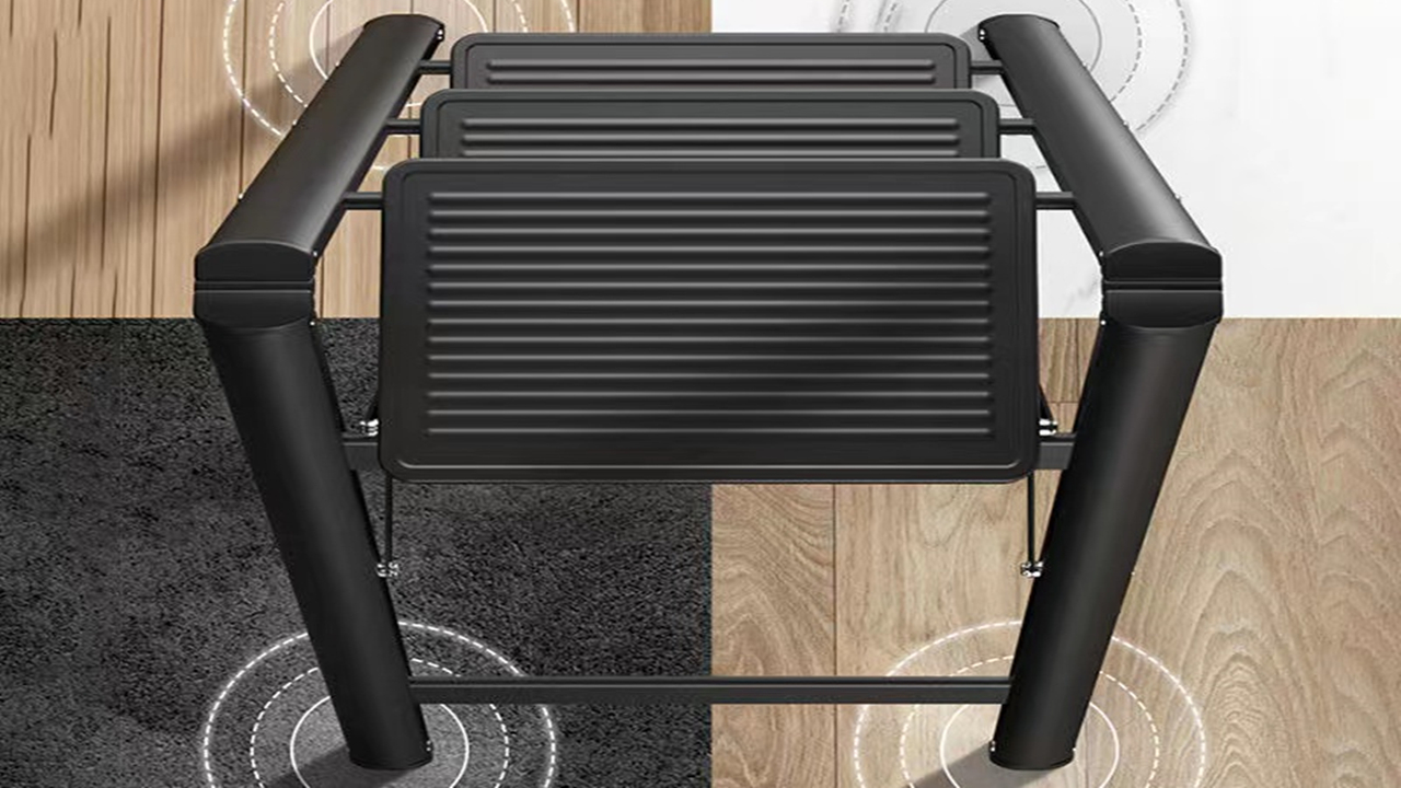 ANHXN 3 Step Ladder with Handrails, Folding Step Stool with Widened