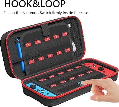 Fenolical Carrying Case Compatible with Nintendo Switch/OLED - Fit for Joycon and AC Adapter, Portable Hard Shell Pouch Carrying Travel Bag for Accessories Holds 20 Game Cartridge