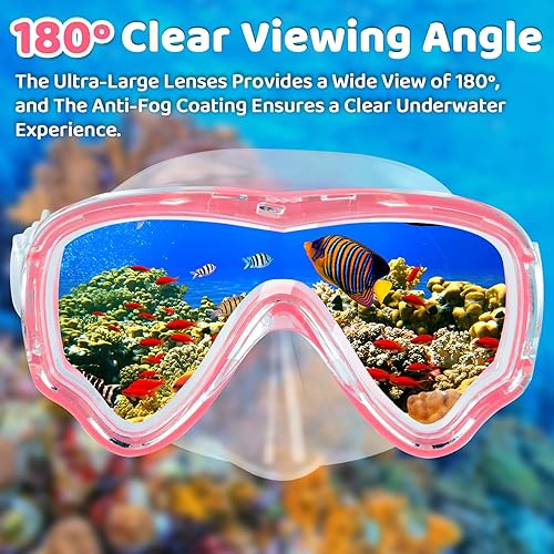 Miniatura 7 de Vvinca Gafas de buceo para niños, máscara de buceo, gafas de natación con cubierta de nariz y correas para niños y jóvenes de 6 a 14 años