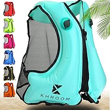 Khroom Aiuto al galleggiamento gonfiabile secondo l'ultima norma UE | 150-210cm, fino a 100kg | Gilet da snorkeling gonfiabile | Giubbotto gonfiabile per Snorkel, Kayak, SUP