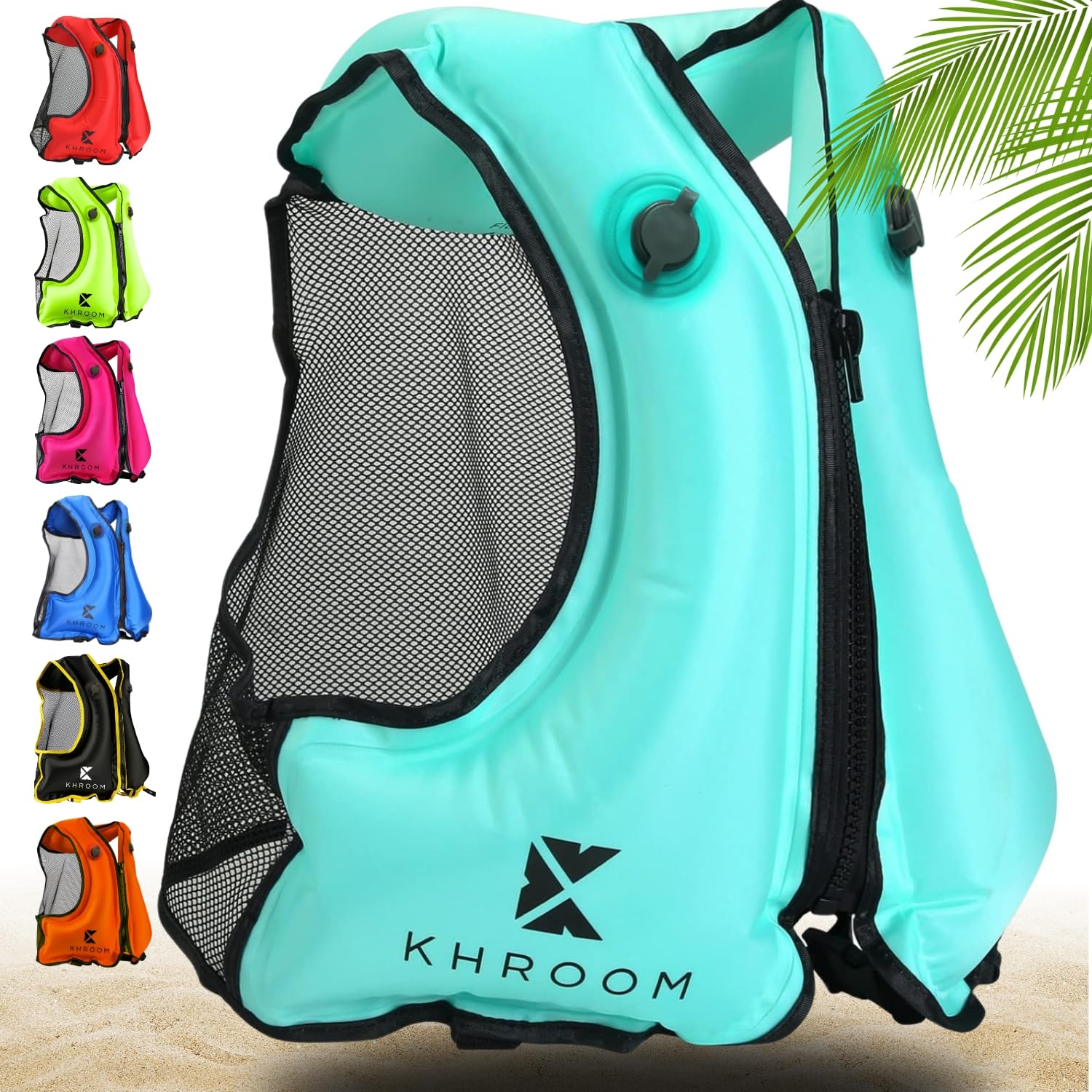 Khroom aufblasbare Schwimmweste Erwachsene nach neuester EU-Norm | 150-210 cm Körpergröße, bis 100 kg | Auftriebsweste Schnorchelweste ab Jugendliche | Schnorcheln, Kajakfahren und SUP (V2