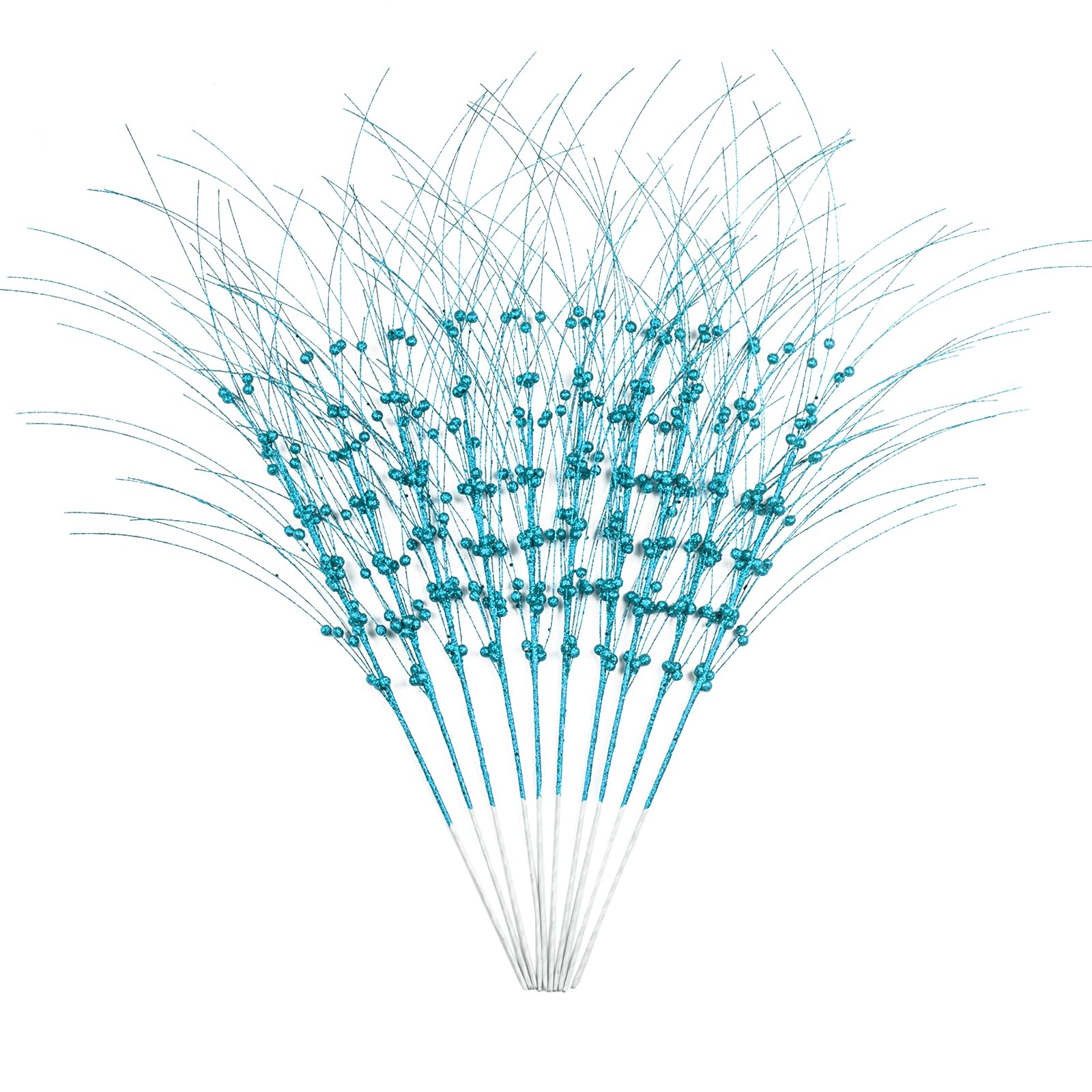 Photo 1 of 28Inch Christmas Ornaments Blue Artificial Glitter Berry Stem -10PCS Fake Glittery Berry Branches Christmas Tree Picks for DIY Xmas Wreath Crafts Vase Filler Festivals Wedding Party and Home Decor(A) A A-blue