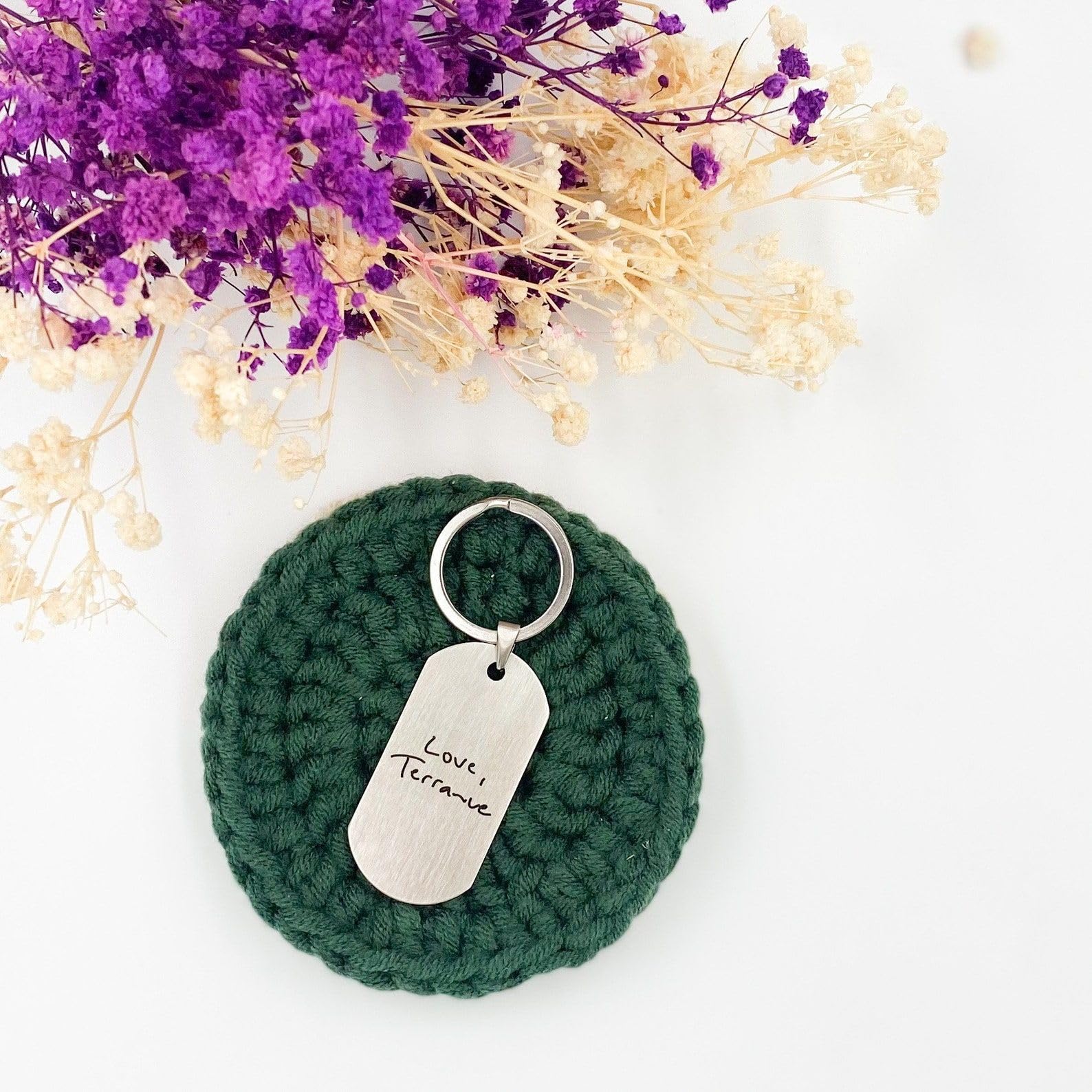 Marcador real llavero Acero inoxidable llavero personalizado con huella del pulgar personalizado para la simpatía del marido Aniversario del Día de la Madre
