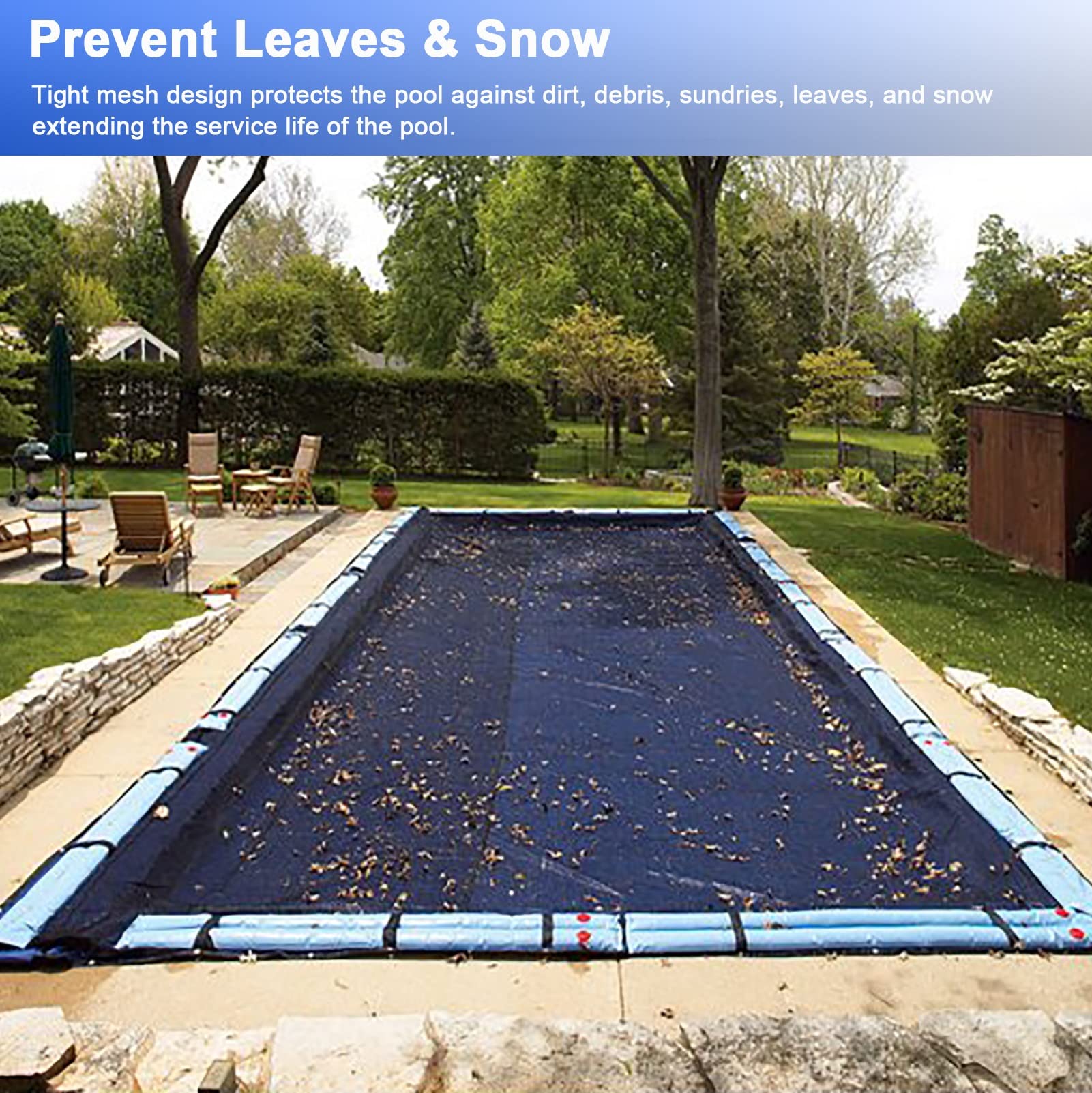 Cobertor Solar para Piscinas Cubierta antipolvo para piscina, protector de tapetes de piscina duraderos de invierno grande, cubierta de malla azul de seguridad rectangular, para piscina familiar, 1 m