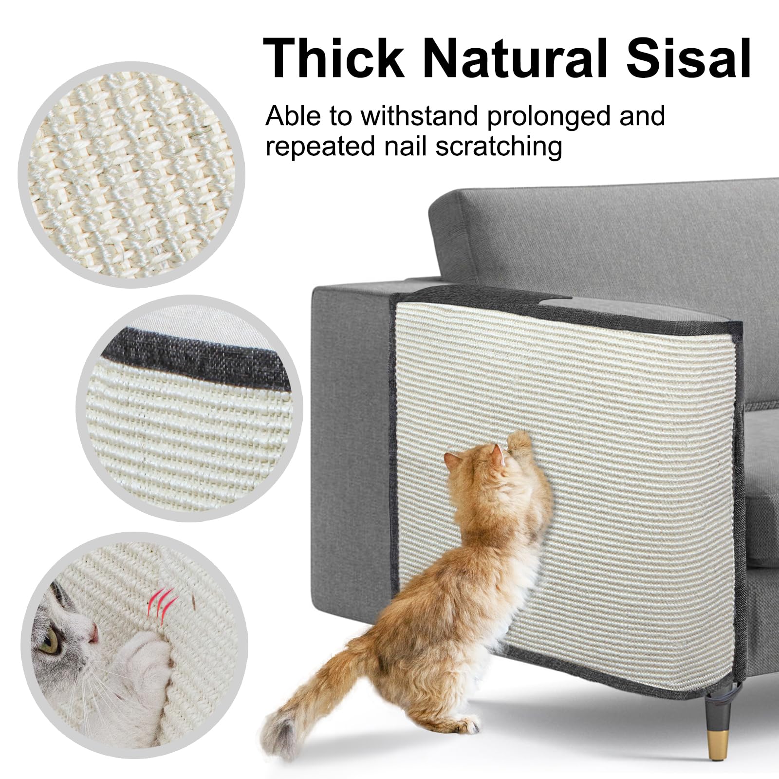 Oroonoko Protector de sofá rascador para Gatos, Protector de Muebles de sisal Natural para Proteger el sofá, la Silla (Mano Derecha)
