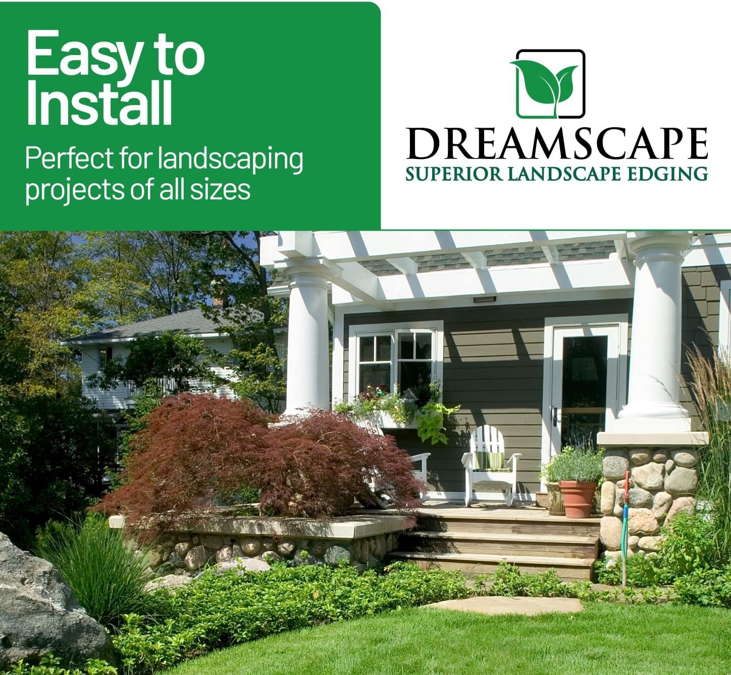 Dreamscape YardEdge Aluminum Landscape Edging - 12 Strips, 6ft Each (72ft Total), Green Duraflex Paint - Professional Quality Landscaping Border, Metal Divider for Lawn, Garden, Flowerbed