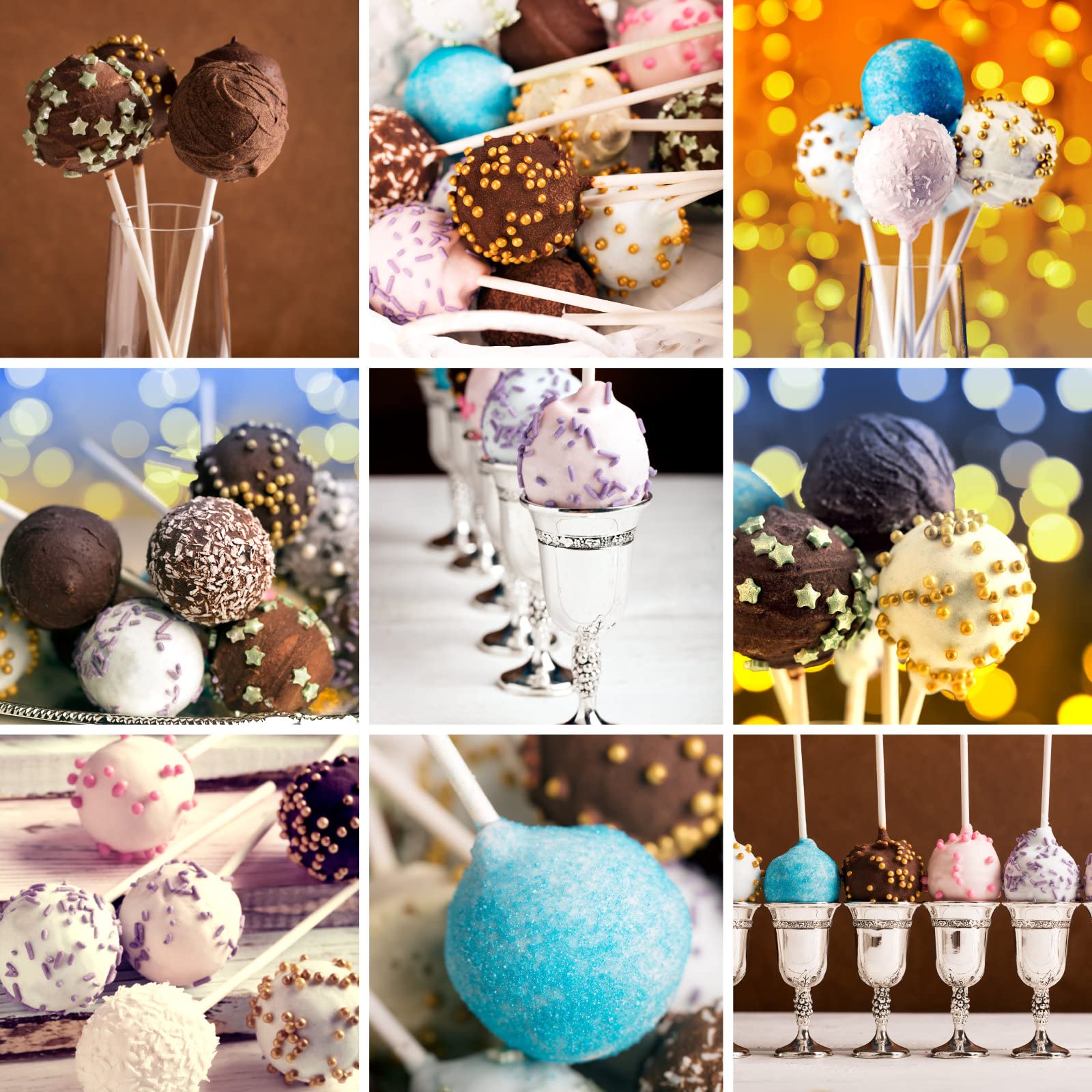 Set de Bâtonnets à Cake Pop 300 Pièces - 10cm Bâton Sucette, Sacs à Colis, Liens Torsadés