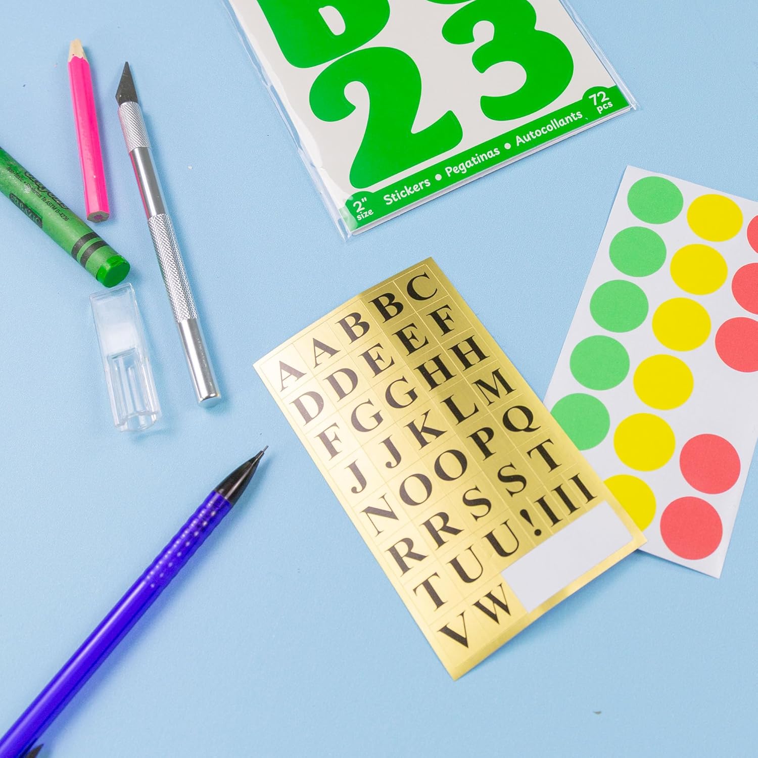 BAZIC Products Gold Foil Alphabet Label, A to Z Square 1/2" x 5/8" Easy to Peel Custom Sticker, Ideal for Inventory Storage Organizing (378/Pack), 24-Packs