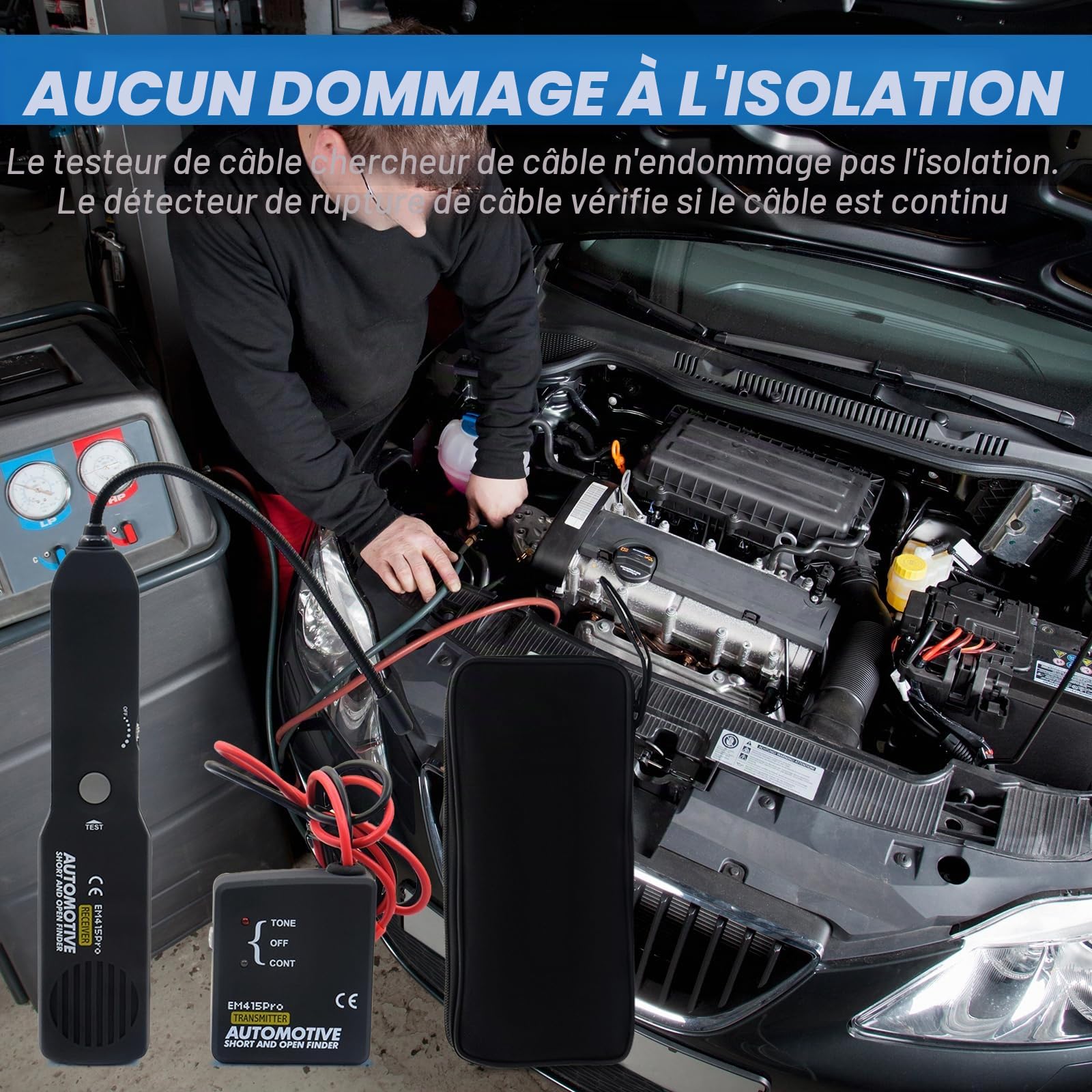 Testeur De Circuit, Testeur De Câble, Traceur De Fils, EM415PRO L'appareil De Contrôle De Câble, Detecteur De Cable Electrique, Détecteur Circuit Automobil, Câble Tracker, Traceur De Câble Portable