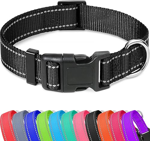 Taglory Collares reflectantes ajustables para cachorros pequeños, medianos y grandes, correas de nailon finas y hebilla de plástico de liberación