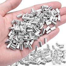 250Pcs 1/16"Cable Crimp Sleeves, Aluminum Wire Rope Crimping Loop Sleeve. Cable Ferrules for Cable and Wire Rope Crimp Double Barrel Crimp Sleeves (M1.5-1/16")