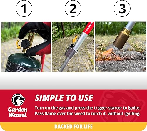Miniatura 3 de Garden Weasel 98007 WeedTorch - Quemador de malezas con encendedor integrado, herramienta de deshierbe para ahorrar espalda, antorcha de propano de