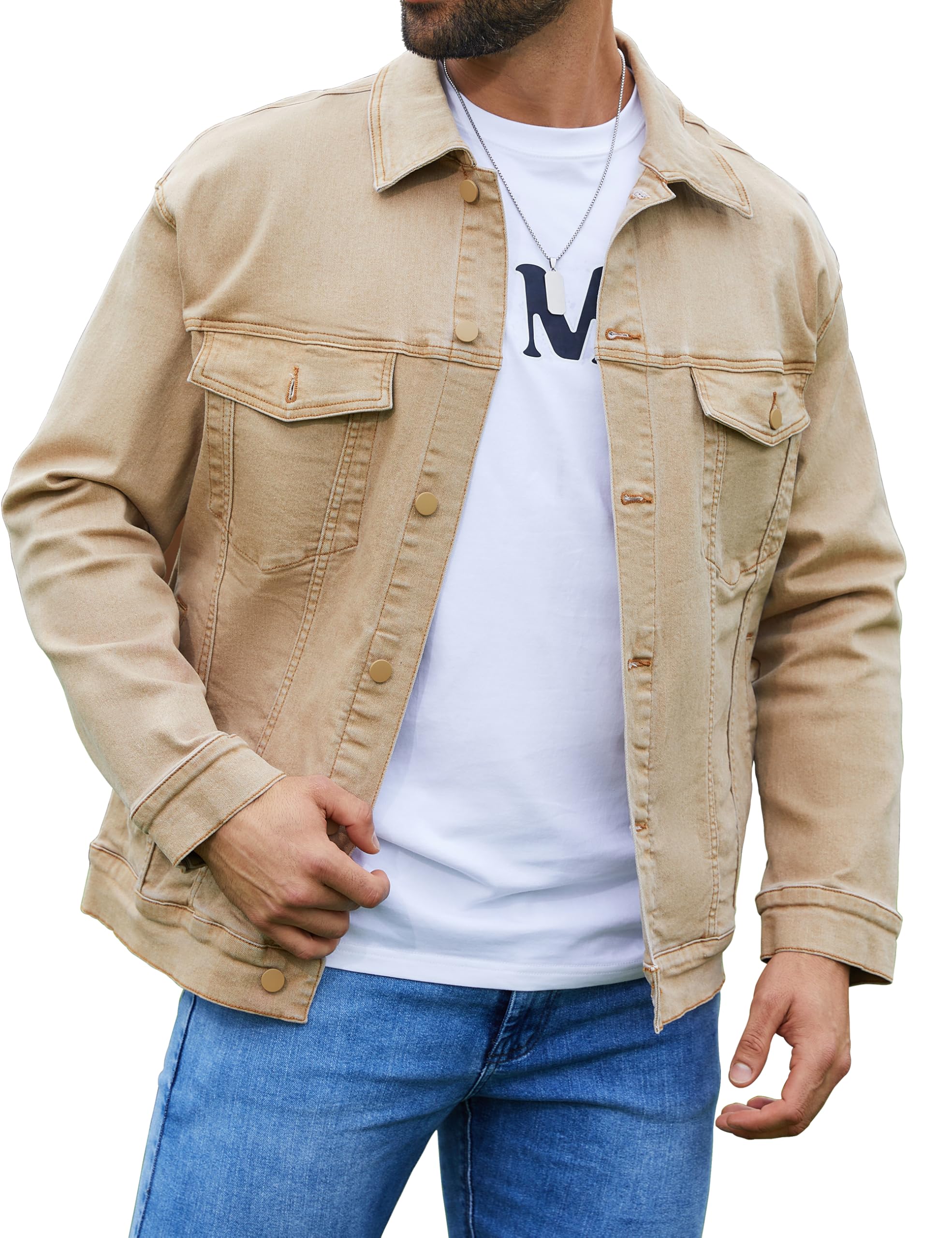 Bindefon Denim Jackets for Men Trucker Jean Jacket Unlined Coats
