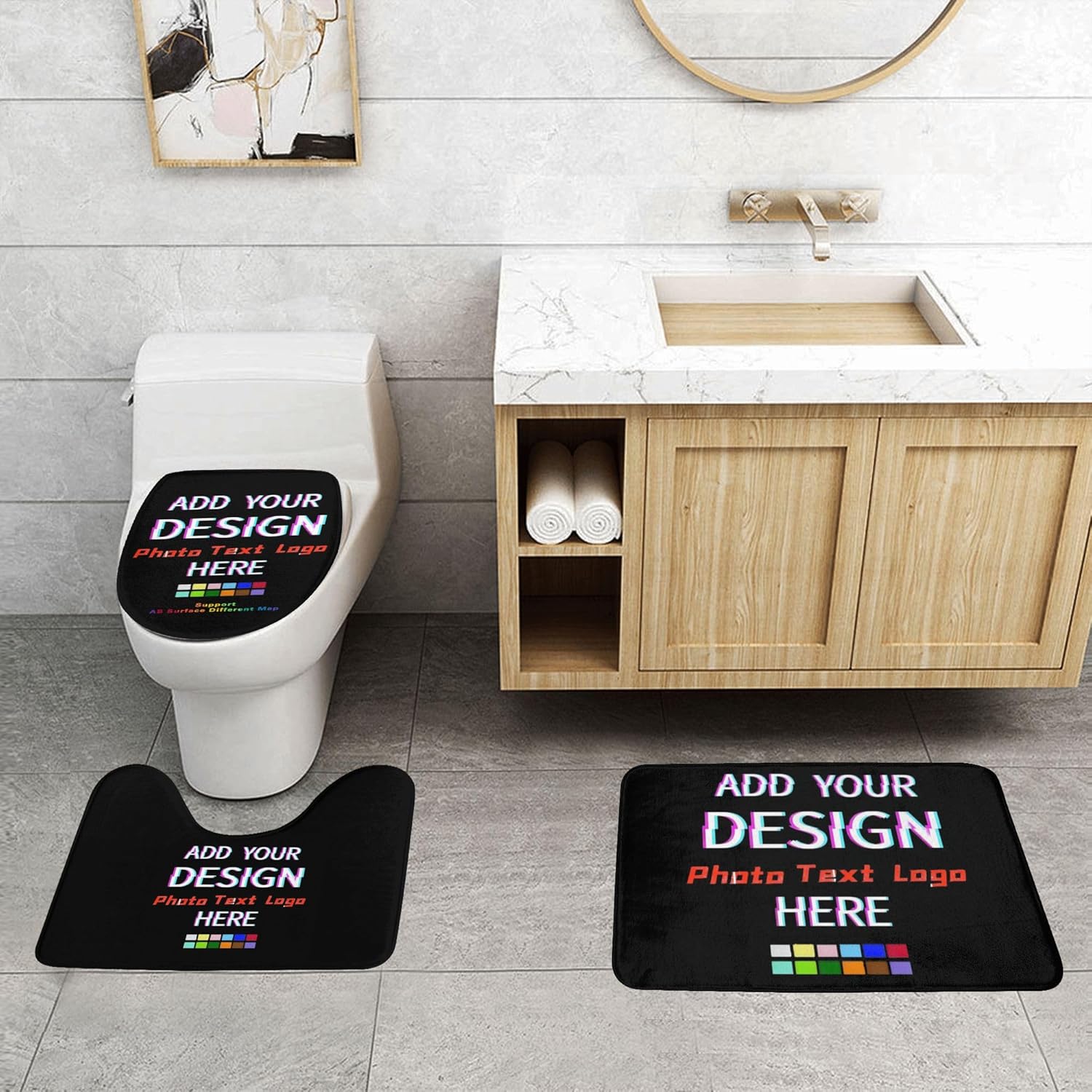 buxvhre Custom Bathroom Rug Set 3 Pieces Personalized Bath