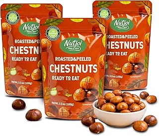 Roasted Chestnuts Ready to Eat – Peeled & Cooked Whole Chestnuts, Healthy On-the-Go Vegan Snack, Gluten Free – 3.5 oz (3 Pack) - Nutjoi