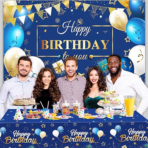 Miniatura 7 de Decoraciones para fiestas de cumpleaños, kit de globos de confeti, mantel de fondo de fotografía de feliz cumpleaños para niños, niñas, hombres,