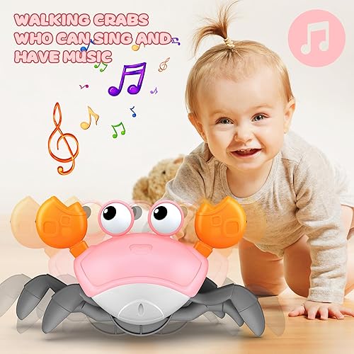 Miniatura 5 de Juguete de cangrejo gateador para bebés, divertido, interactivo, para tiempo de reposo bocabajo, bailar, caminar, moverse, juguete sensorial de