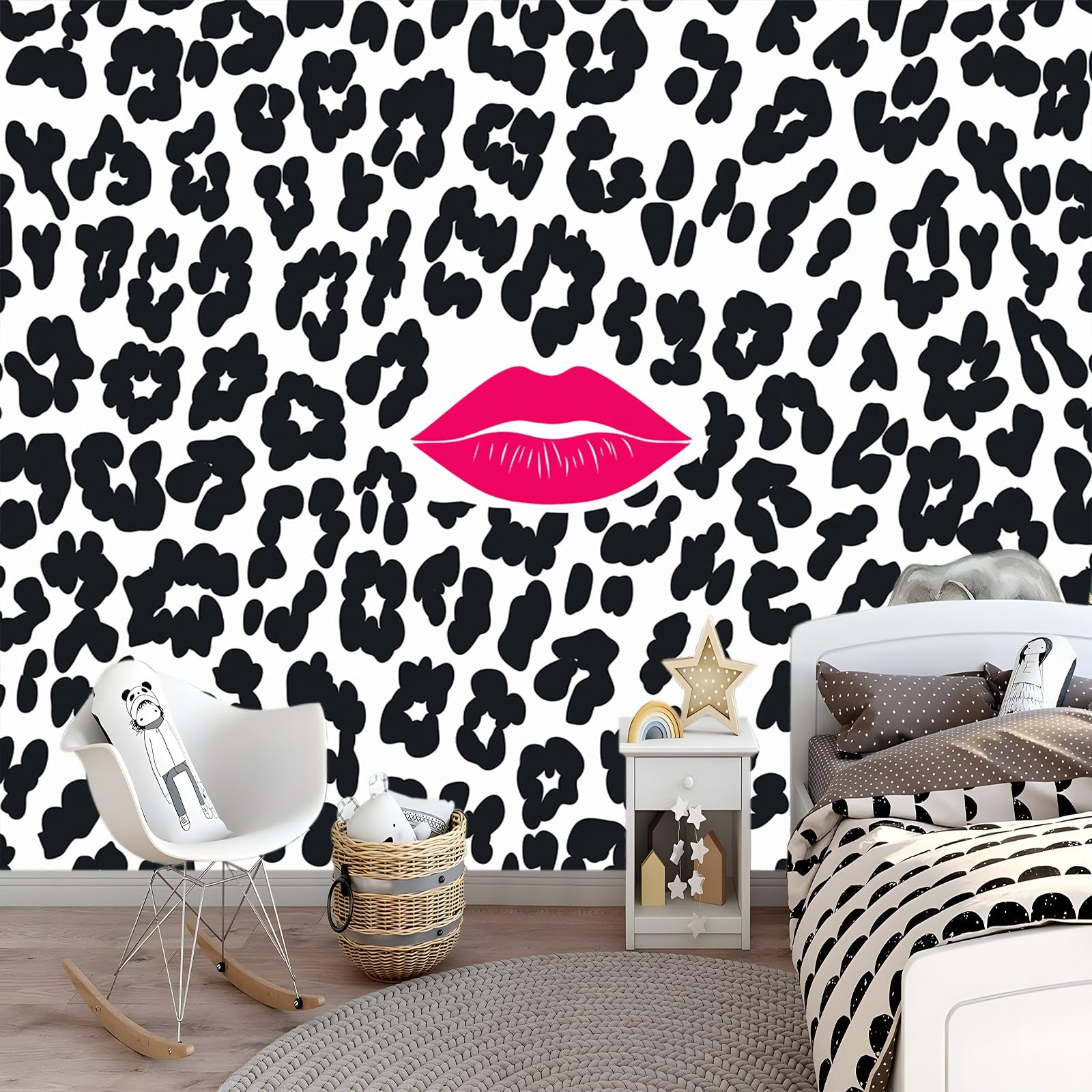 Tapeta 250 x 175 cm, tapeta z włókniny, różowa plama po pocałunku, wodoodporna, folia ochronna na ścianę, do sypialni, salonu, folia meblowa, tapeta ścienna, fototapeta biała, w zestawie z poradnikiem
