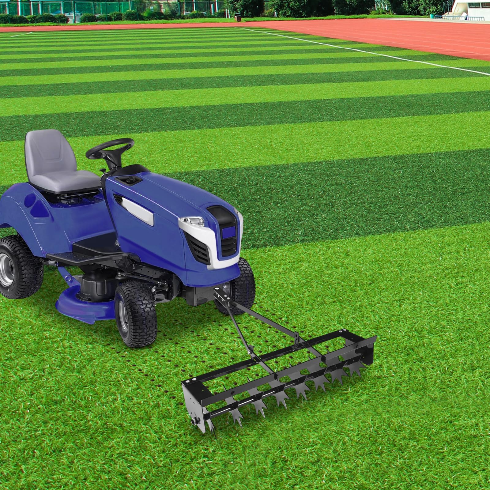 Rasenbelüfter-Werkzeug, 81 cm, Belüfter, Rasenwerkzeug Grasabschlepp, hinter Belüfter, Werkzeugrolle mit 8 Stern-Spikes für Garten, Gras, Terrasse, Hof