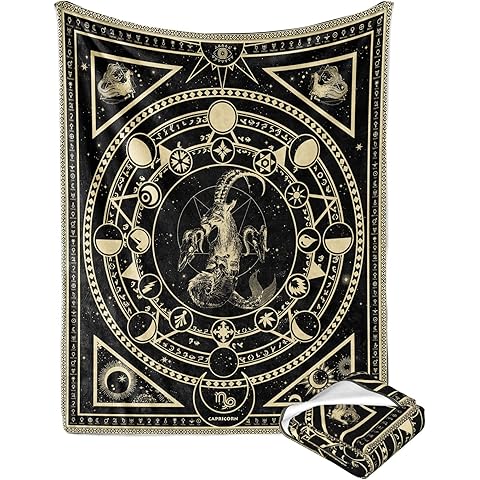 Capricorn Zodiac Blanket, Capricorn Zodiac Gifts for Women Moon Astrology Constellation Witchy Soft Capricornus Throw Blanket 60