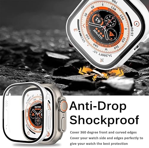 Miniatura 4 de Miimall Funda compatible con Apple Watch Ultra de 1.92 pulgadas (1.929 in) con protector de pantalla de vidrio templado, cubierta protectora de