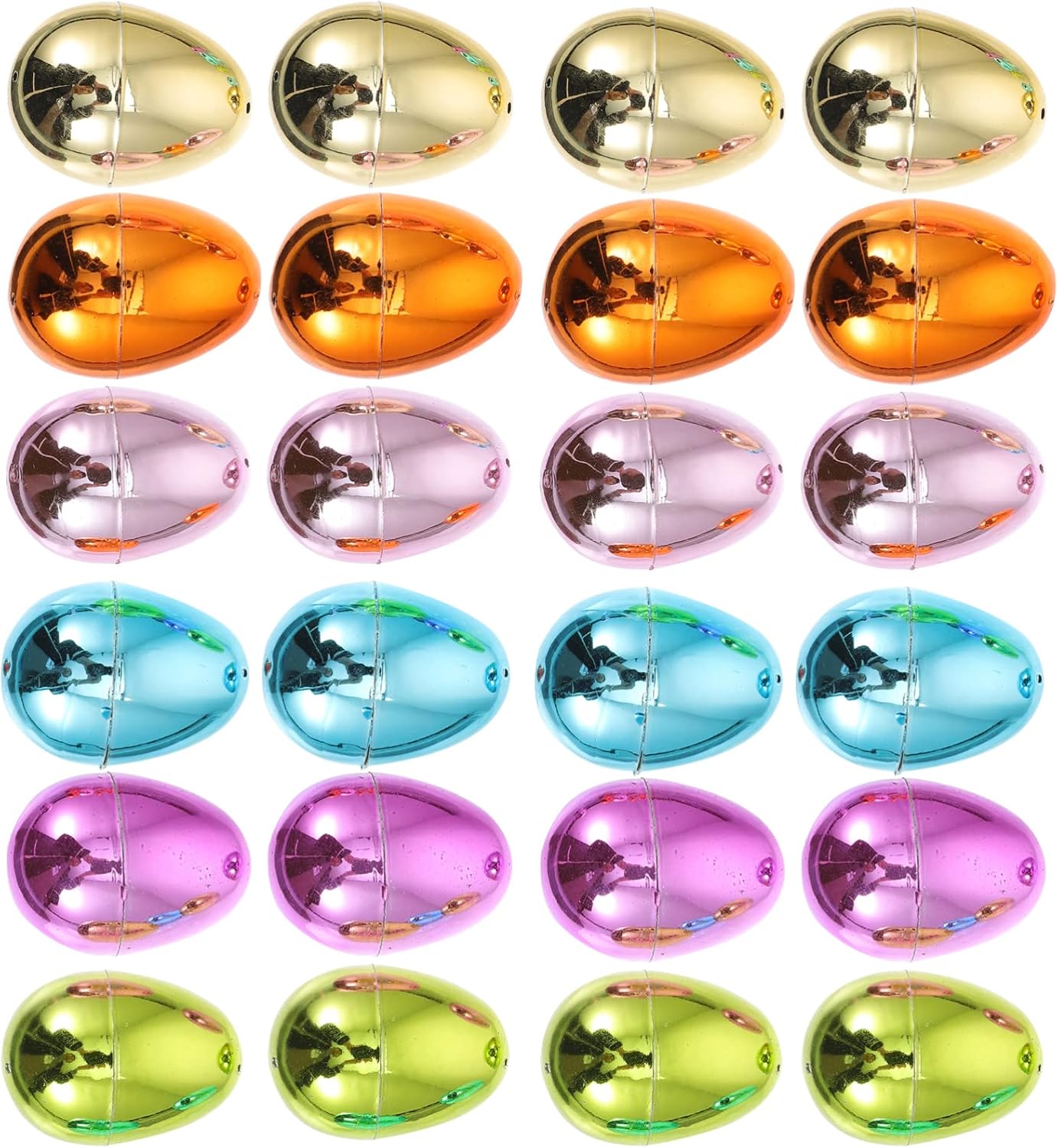 Amazon.co.jp TOYANDONA 24個 グリッター ゴールデン イースター エッグ、 プラスチック 詰め物 イースター エッグ