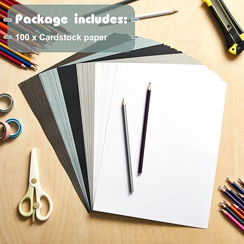 Miniatura 3 de Sinmoe 100 hojas de papel de cartulina de 5 tonos de 8.5 x 11 pulgadas, 6.35 ozm, papel de impresora de núcleo sólido para álbumes de recortes,