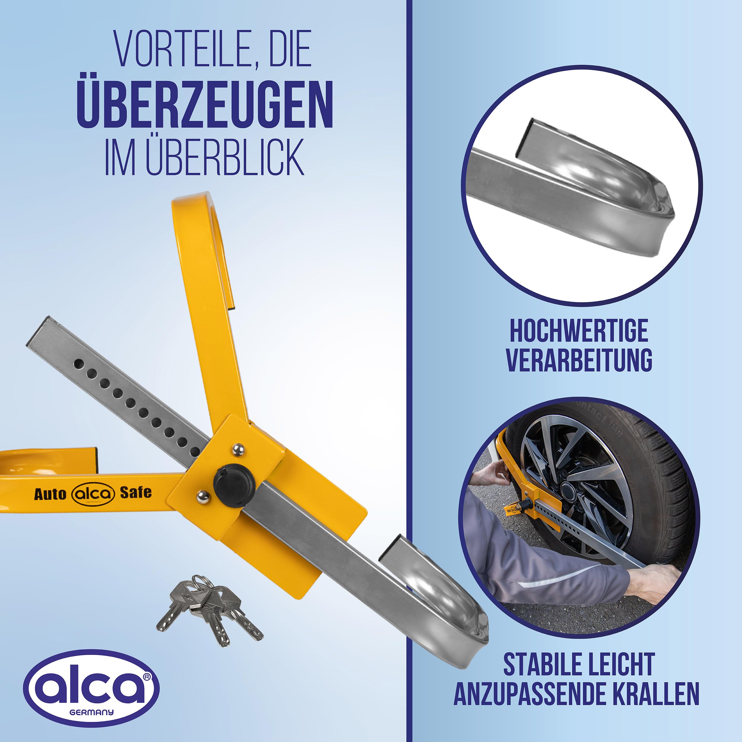 alca® Radkralle M Tresor Diebstahlschutz für Reifen 13–16 Zoll Sicherheitslevel 4 Wegfahrsperre Radmuttersicherung