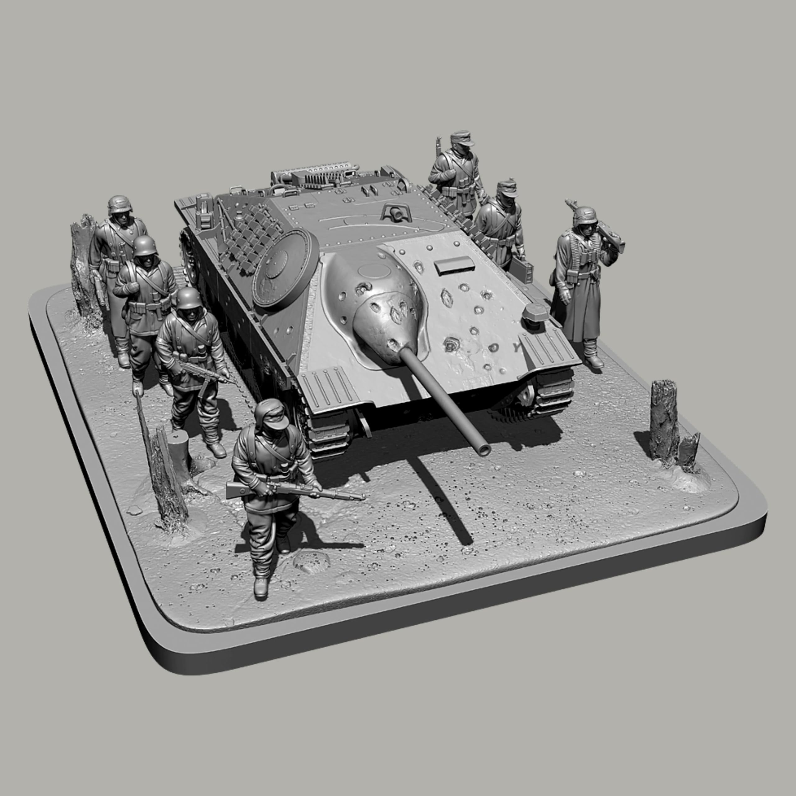 TRUEGRIS 1/35 WWII German Tank Soldier Resin Model Kit Unpainted and Unassembled (7 figures, with tank) //k5w2J7
